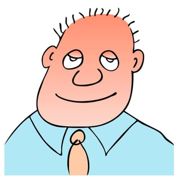 Vector illustration of the satisfied man - satisfied expression