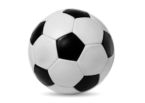 an isolated image of a leather soccer ball