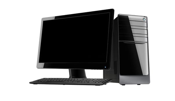 modern workstation computer isolated on white background
