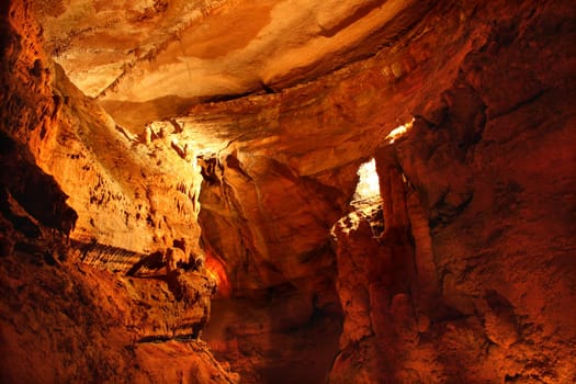 Interesting cave formations seen in the Rickwood Caverns in Alabama.