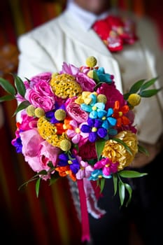 image of a very colorful wedding bouquet