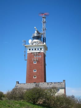 lighthouse on the Island of Helgoland with blue sky