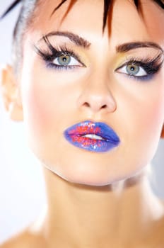 Portrait of beautiful sexy woman with punk haircut