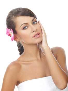 Portrait of beautiful woman before spa treatment