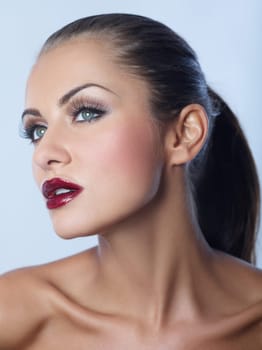 Portrait of beautiful brunette and sexy woman