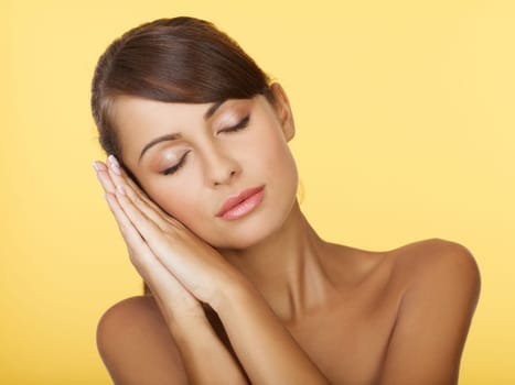 Beautiful and sexy woman with eyes closed