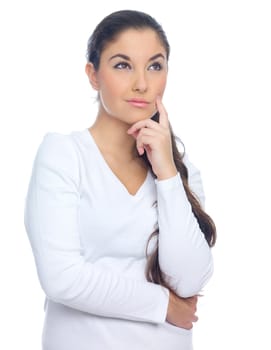 Portrait of a nice looking woman isolated on white