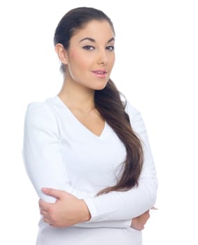Portrait of a nice looking woman isolated on white