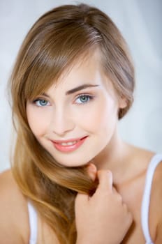 Portrait of cute and happy teenage girl
