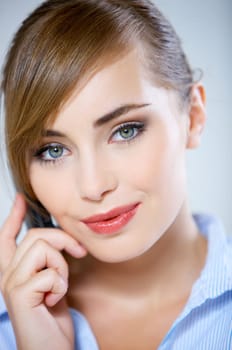 Portrait of beautiful business woman using mobile phone