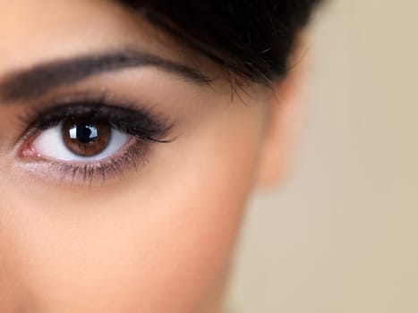 Face part of beautiful woman on natural background