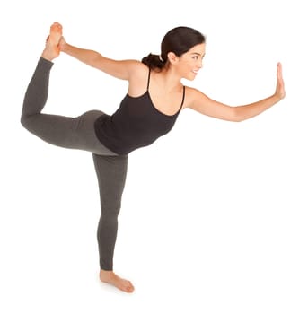 A young woman is exercising.