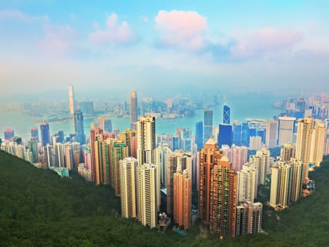 Skyline of Hongkong City from Victoria Peak