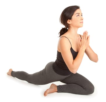 A young woman is exercising.