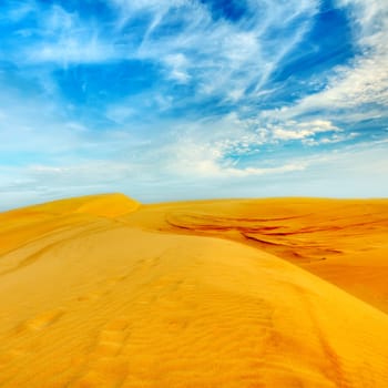 Sandy desert at day time. Vietnam. Mui ne