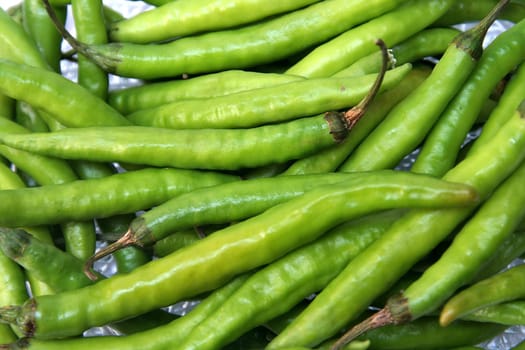 Hot, green chilli used to prepare spicy food