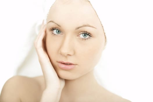 Portrait of Fresh and Beautiful young blond woman