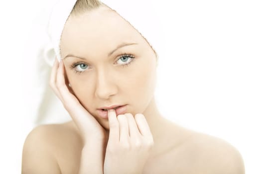 Portrait of Fresh and Beautiful young blond woman