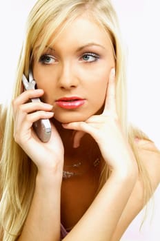 Young business woman talking by phone