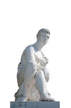 Seated figure of a statue of a wistful glance