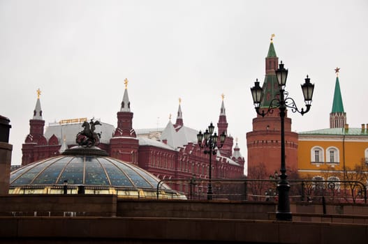 Panoramic view of Moscow Kremlin and embankment, Russia