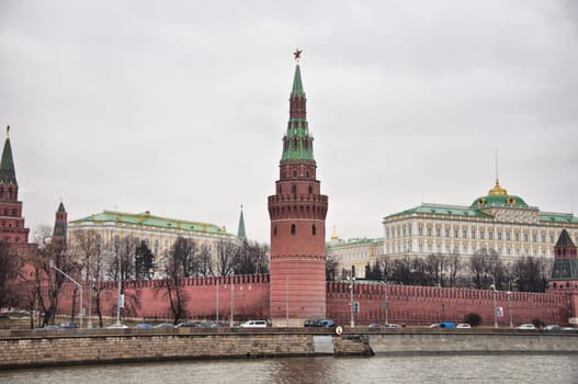 Panoramic view of Moscow Kremlin and embankment, Russia