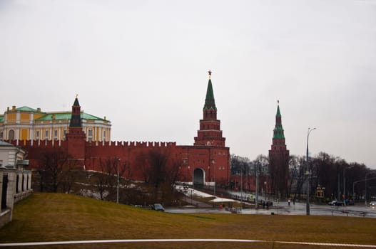 Panoramic view of Moscow Kremlin and embankment, Russia