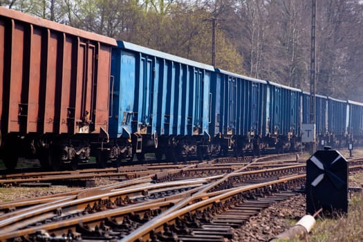 Freight train shunting on the station