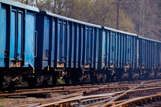 Freight train shunting on the station