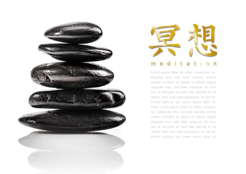 Decorative Wellness Card with the word Meditation in chinese Letters for wellbeing articles or concepts