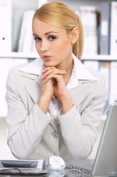 Young Beautiful business woman working in office