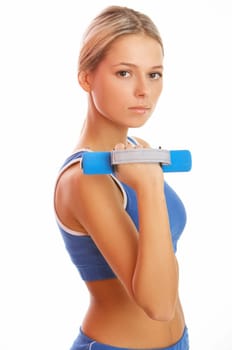 Young beautiful woman during fitness time and exercising