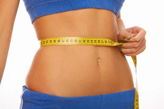 Woman body part is being measured