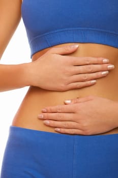 Woman&#039 s Fingers Touching her body parts