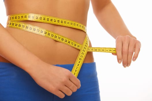 Woman body part is being measured