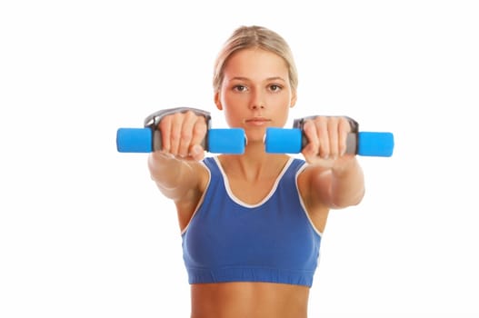 Young beautiful woman during fitness time and exercising
