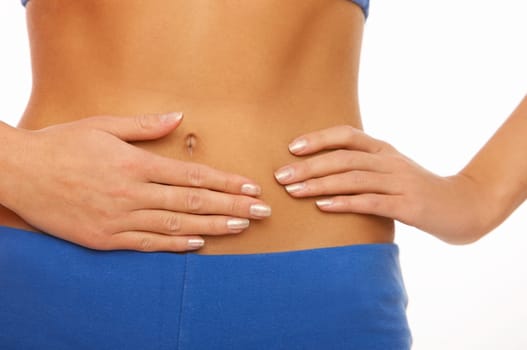 Woman&#039 s Fingers Touching her body parts