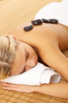 Portrait of beautiful woman during spa treatment