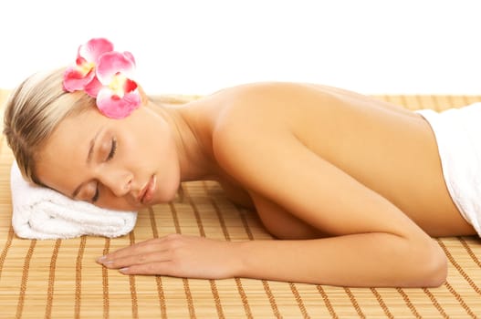 Portrait of beautiful woman during spa treatment