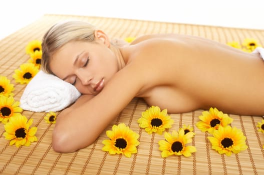 Portrait of beautiful woman during spa treatment