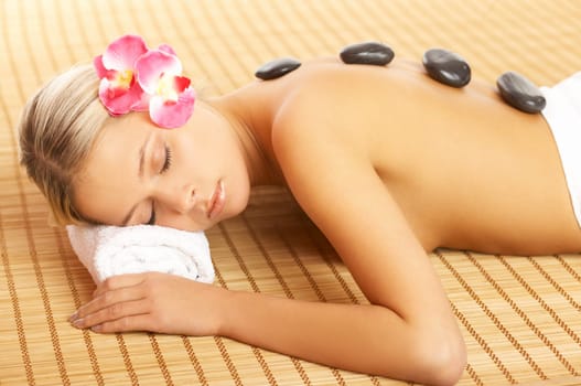 Portrait of beautiful woman during spa treatment