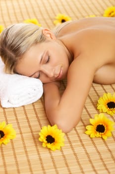 Portrait of beautiful woman during spa treatment