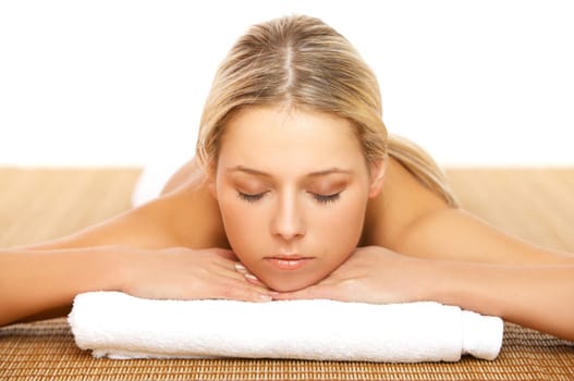 Portrait of beautiful woman during spa treatment