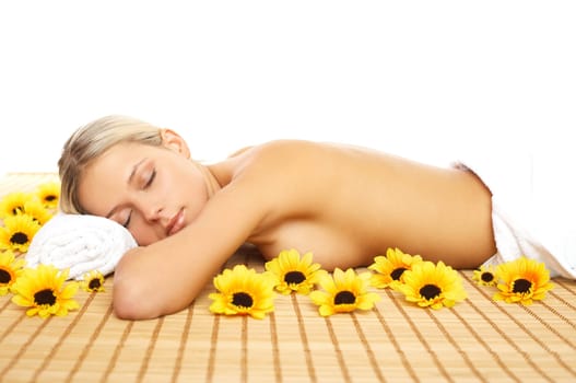Portrait of beautiful woman during spa treatment