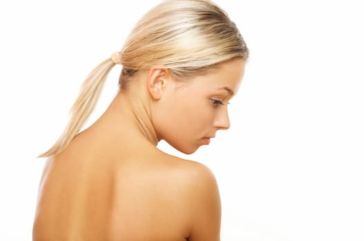 Portrait of beautiful woman before spa treatment