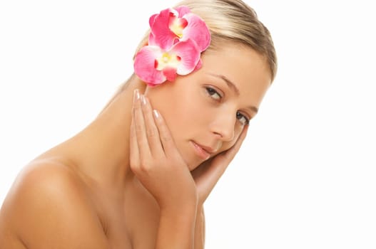 Portrait of beautiful woman before spa treatment