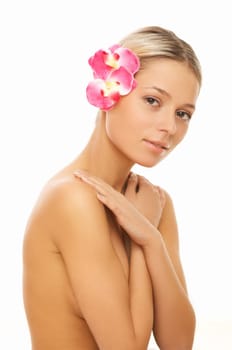 Portrait of beautiful woman before spa treatment