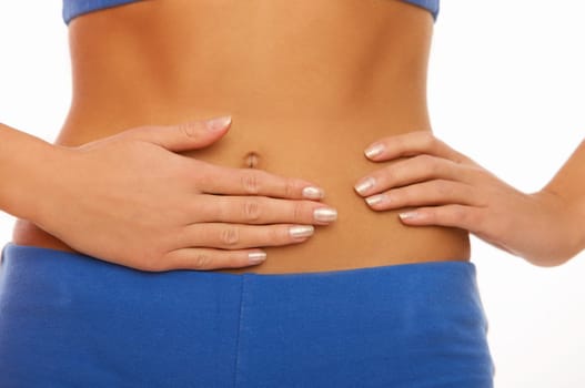 Woman&#039 s Fingers Touching her body parts