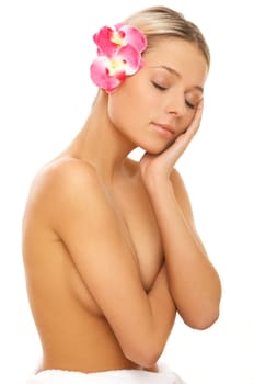 Portrait of beautiful woman before spa treatment