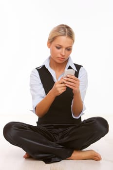 Young business woman is talking by cell phone
